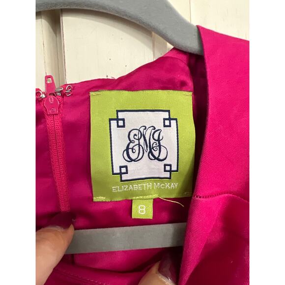 Elizabeth McKay size 8 dark pink silky zip & cotton blend dress - Picture 2 of 4